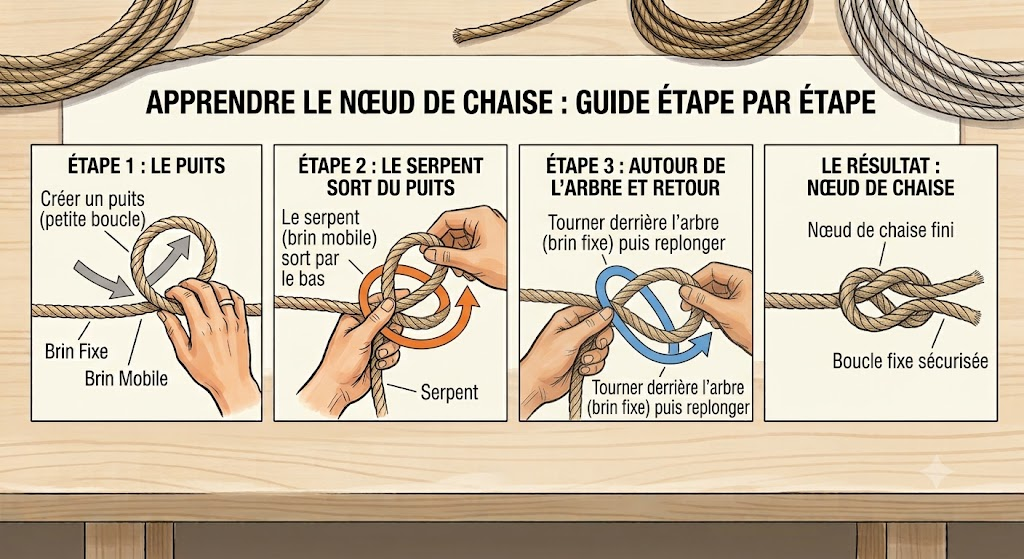 Guide pas à pas : Nœud de chaise