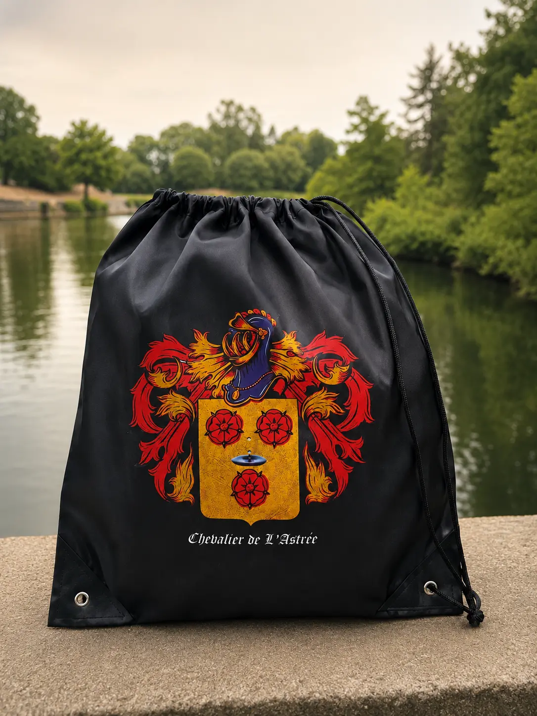 Tasche der Chevaliers de l’Astrée vor einer Naturlandschaft
