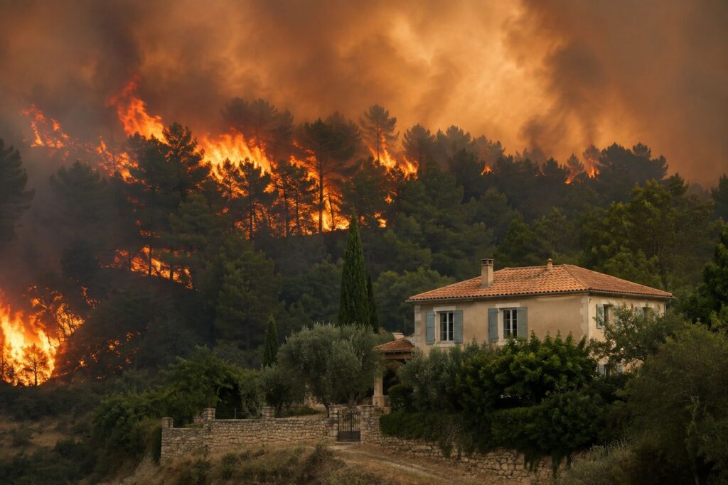 Feu de forêt et végétation illustrant la prévention du risque incendie