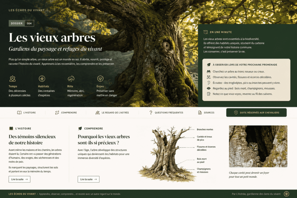 Vieil arbre, refuge pour la biodiversité et mémoire du paysage
