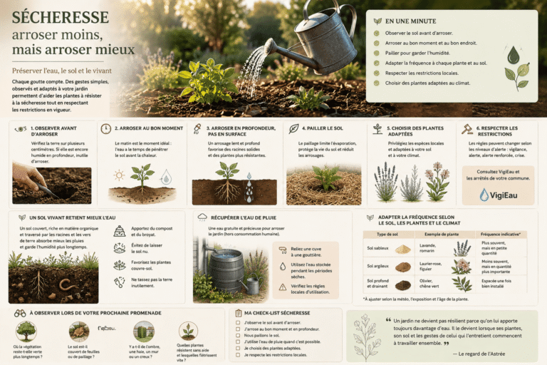 Sécheresse au jardin : sol et végétation illustrant la nécessité d’un arrosage raisonné